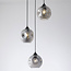 Lampe suspendue en verre fumé de forme organique, 3 lumières - Fajah