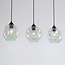 Lampe suspendue moderne Fayen noir avec verre nacré, 3 lumières