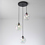 Lampe suspendue design Fajah noir avec verre nacré de forme organique, 3 lumières