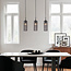 Suspension rétro noire avec verre fumé nervuré, 3 lumières - Giove