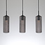 Suspension Giove 3 lumières - noir et verre fumé nervuré