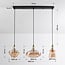 Suspension Maracas 3 lumières - noir et verre ambré