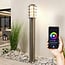 Lampe d'extérieur sur pied connectée Silvio en acier inoxydable - 80 cm