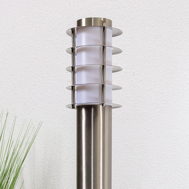 Lampe d'extérieur sur pied connectée Silvio en acier inoxydable - 80 cm