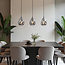 Lampe suspendue design 3 lumières noire avec verre fumé - Faliste