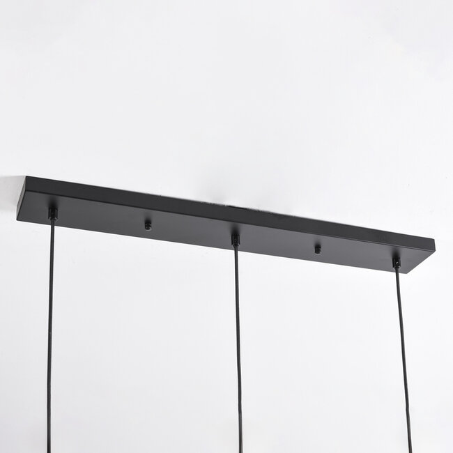 Lampe suspendue design 3 lumières noire avec verre fumé - Faliste