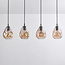 Suspension moderne en verre noir avec verre ambré, 4 lumières - Faliste