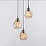 Lampe suspendue design noire avec verre ambré, 3 lumières - Lainas