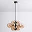 Lampe suspendue 12 lumières noire avec verre ambré - Decadi