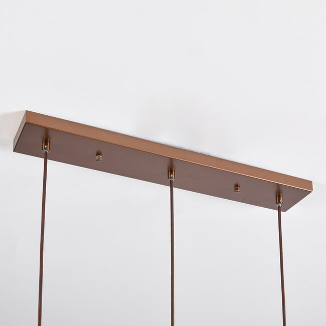 Lampe suspendue à 3 lumières marron café avec verre ambré - Lungo