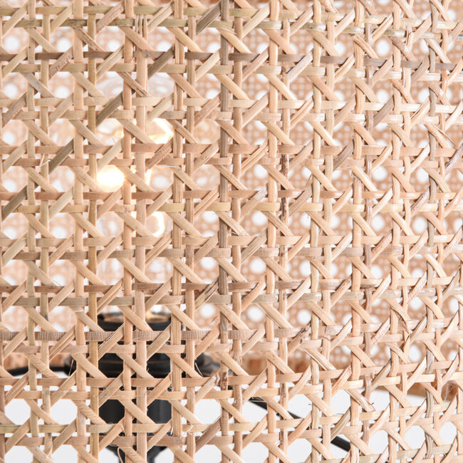 Lampadaire en bois trépied avec abat-jour en rotin - Vime