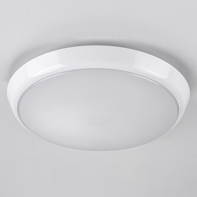 Plafonnier blanc Ø25,5 cm avec unité de secours et interrupteur CCT 3000/4000/6000K