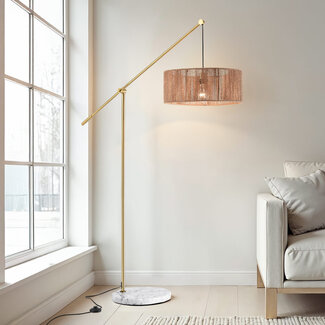 Lampadaire réglable avec abat-jour naturel - Bask