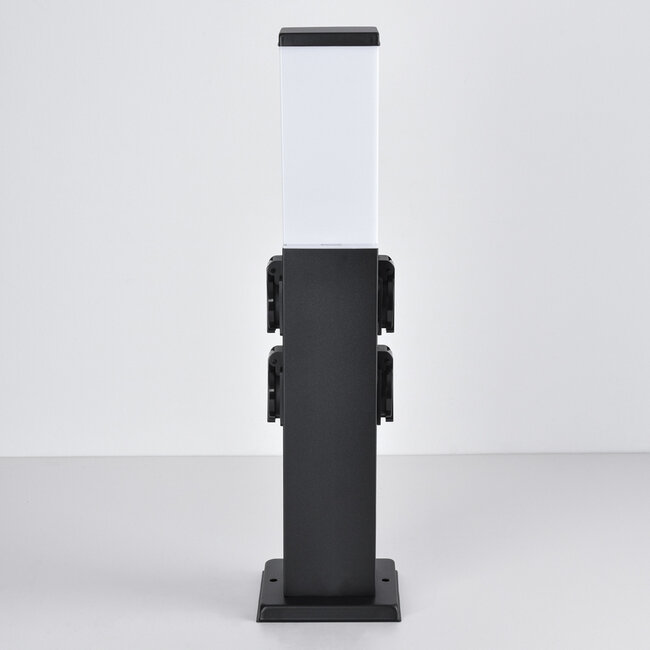 Prise extérieure en acier inoxydable avec lampe Jardin - carrée avec 4 prises