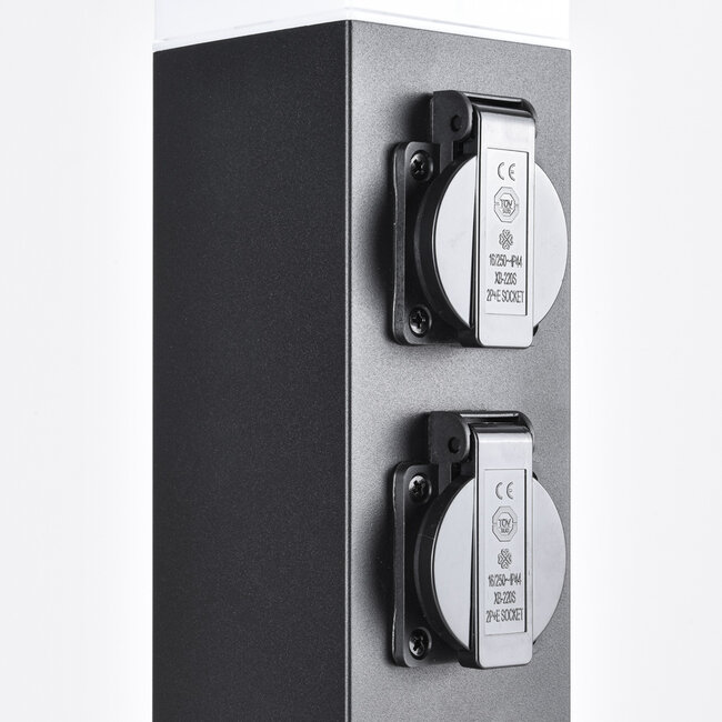 Prise extérieure en acier inoxydable avec lampe Jardin - carrée avec 4 prises