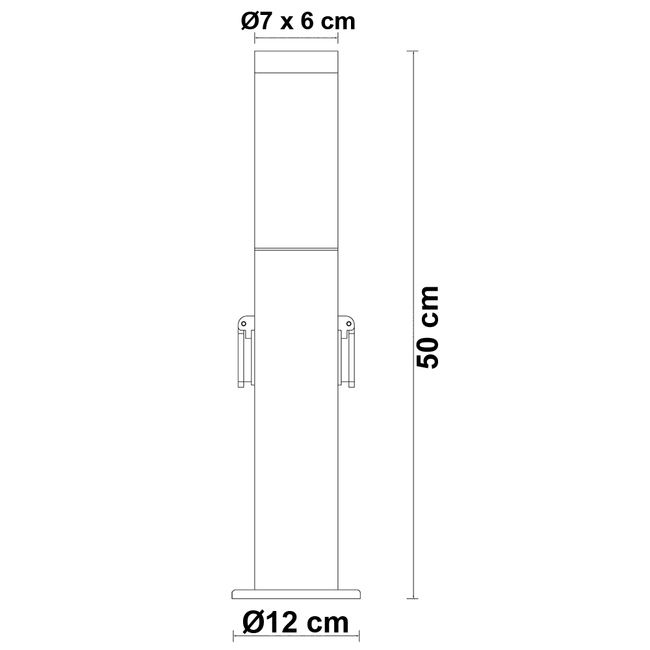 Lampadaire en acier inoxydable avec 2 douilles Jardin - rond