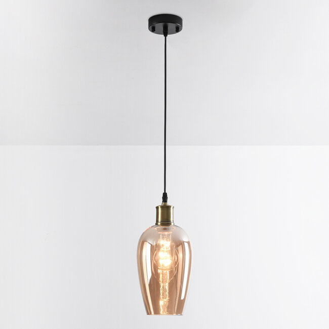 Lampe suspendue à 1 lumière Verona amber - verre plat oblong