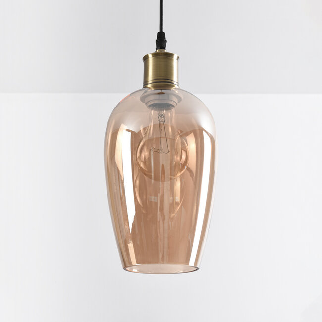 Lampe suspendue à 1 lumière Verona amber - verre plat oblong