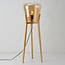 Lampadaire Ditta en bois avec verre ambré