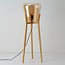 Lampadaire Ditta en bois avec verre ambré