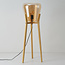 Lampadaire Ditta en bois et verre ambré