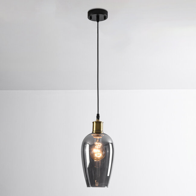 Suspension Verona fumée 1 lumière - verre lisse allongé