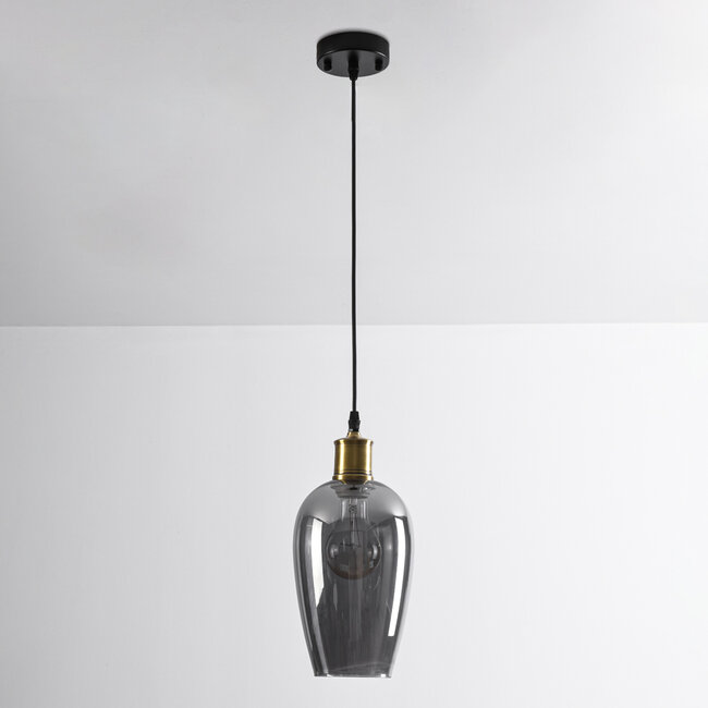 Suspension Verona fumée 1 lumière - verre lisse allongé