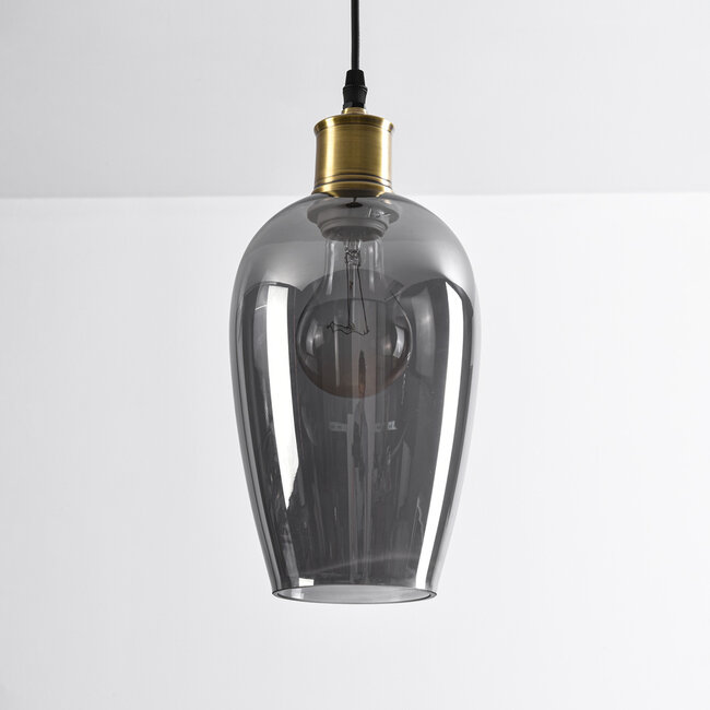 Suspension Verona fumée 1 lumière - verre lisse allongé