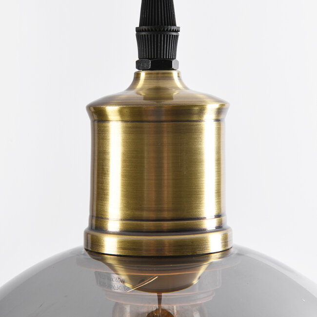 Suspension 1 lumière Verona effet miroir fumé - verre rond