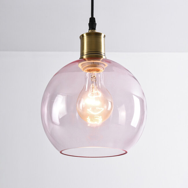 Suspension 1 lumière avec Verre rose - variante 1
