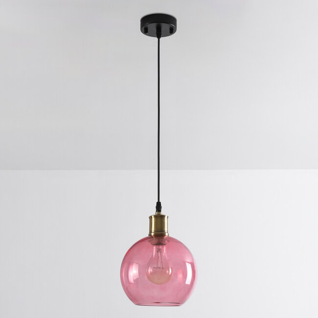 Suspension 1 lumière avec Verre rose - variante 3