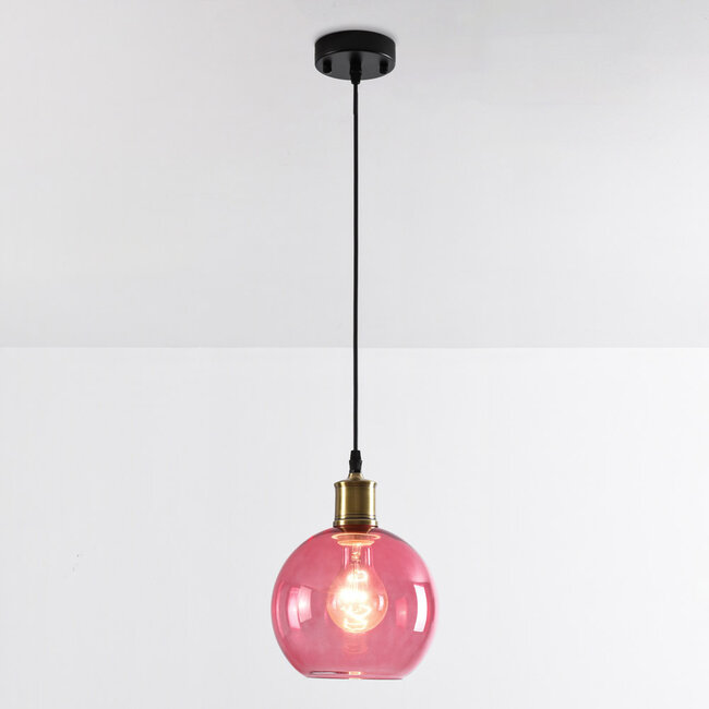 Suspension 1 lumière avec Verre rose - variante 4