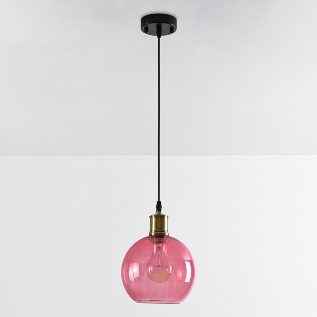 Suspension 1 lumière avec Verre rose - variante 4