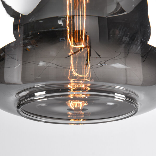 Lampe suspendue moderne noir et or avec verre fumé - Sofito