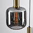 Lampe suspendue design noire Pendu avec verre doré et fumé, 3 lumières