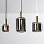 Suspension 3 lumières Tectos - noir, doré et verre fumé