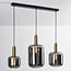 Suspension 3 lumières Tectos - noir, doré et verre fumé