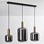 Suspension 3 lumières Tectos - noir, doré et verre fumé