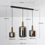 Lampe suspendue Tectos à 3 lumières, noir et or, avec verre fumé