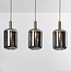 Suspension 3 lumières Teto - noir, doré et verre fumé