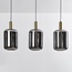 Lampe suspendue à 3 lumières noire et or avec verre fumé - Teto