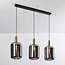 Suspension 3 lumières Teto - noir, doré et verre fumé