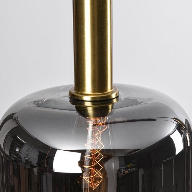 Suspension 3 lumières Teto - noir, doré et verre fumé