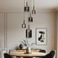 Suspension 5 lumières Cinque - noir, doré et verre fumé