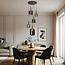 Lampe suspendue design noire avec verre fumé et détails dorés, 5 lumières - Cinque