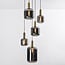 Suspension 5 lumières Cinque - noir, doré et verre fumé