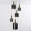 Suspension 5 lumières Cinque - noir, doré et verre fumé