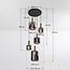 Lampe suspendue design noire avec verre fumé et détails dorés, 5 lumières - Cinque