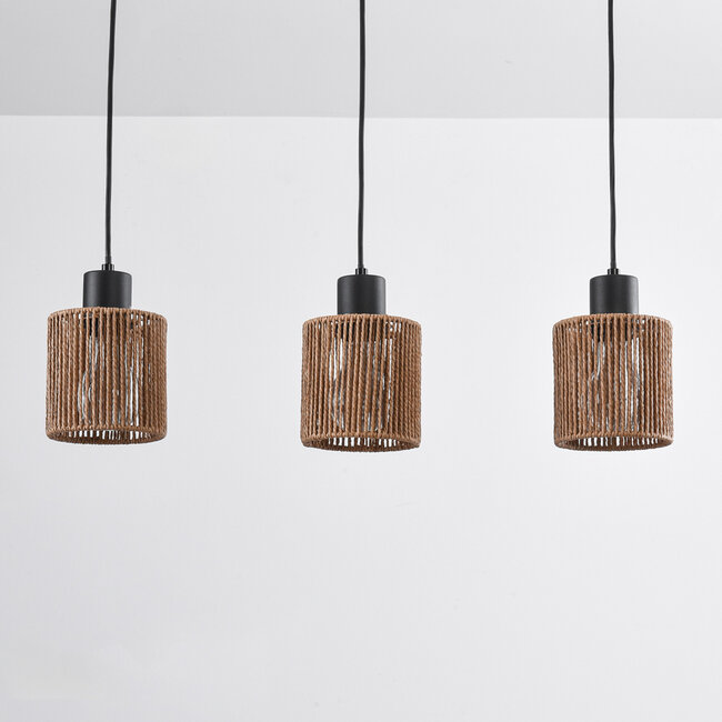 Suspension en corde tressée, 3 lumières - Carrizo