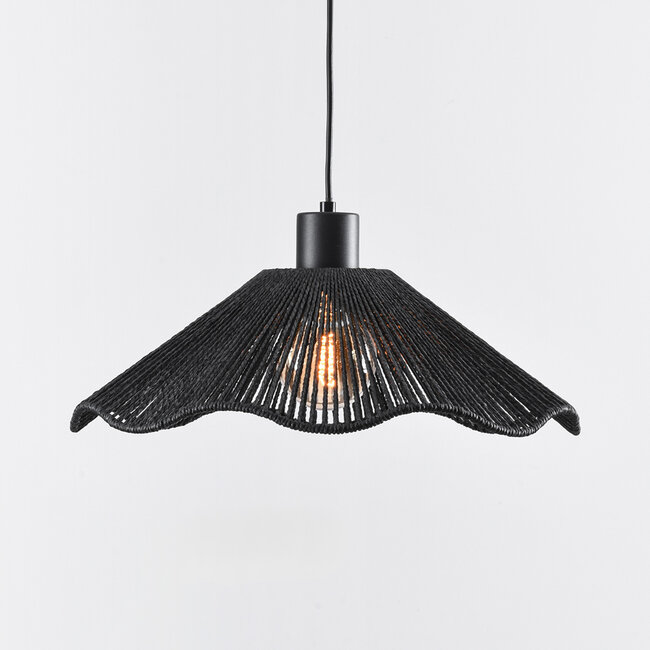 Lampe suspendue noire avec corde tressée - Artigo